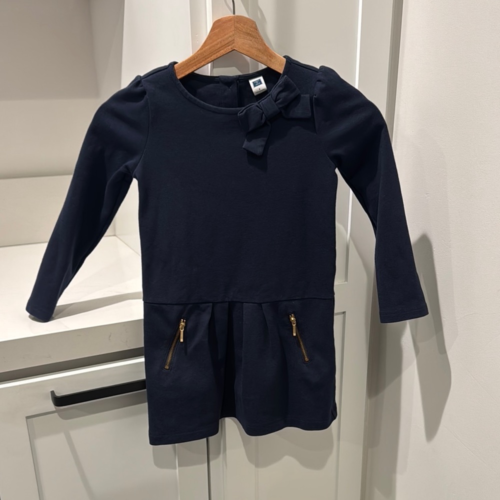 Janie & Jack -Navy Long Sleeve Dress with Bow